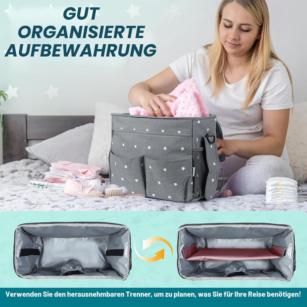 Orzbow Kinderwagen Organizer Gross,22 L Grosser Wickeltasche Organizer mit Getränkehaltern, Schulter