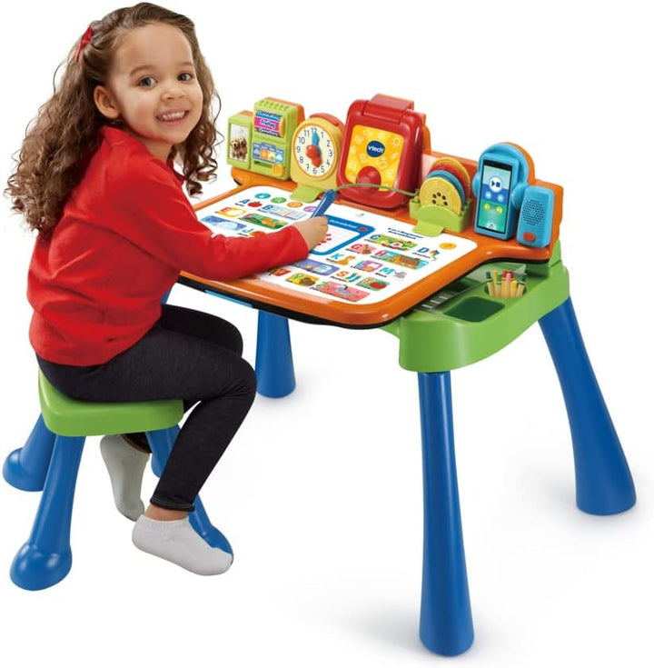 VTech 5-in-1 Magischer Schreibtisch – Interaktiver Kinderschreibtisch inkl. Hocker – Mit Kreidetafel