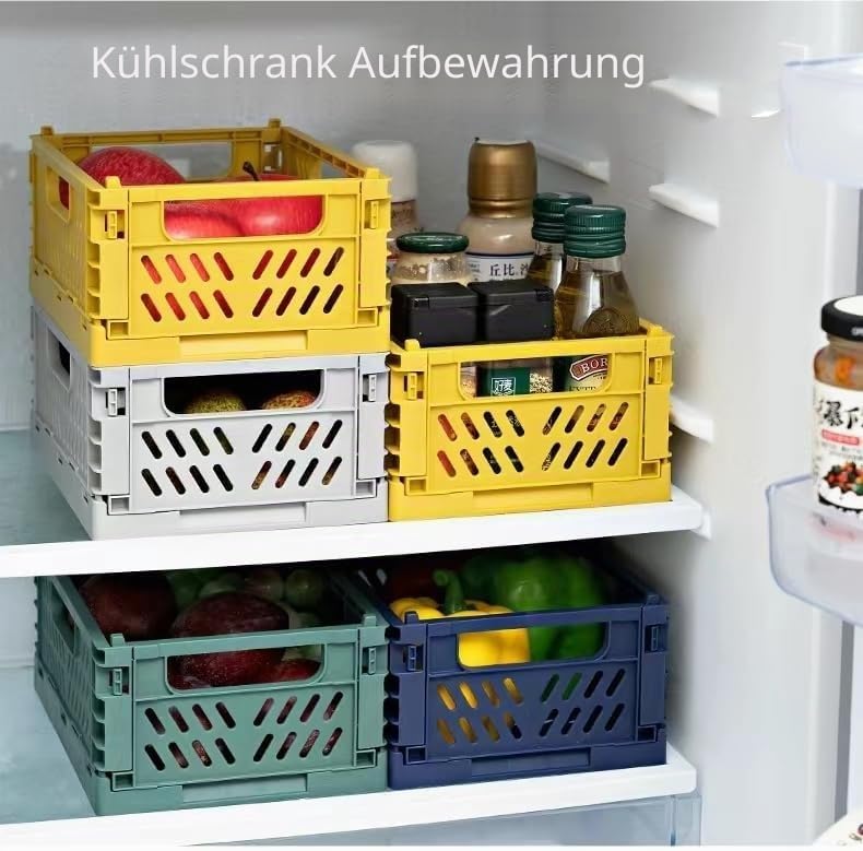 EURXLQ 4 Stück Grau Klappbox 30×20×12cm,Klappkiste Körbe Aufbewahrung Zusammenklappbarer Tragbar Auf