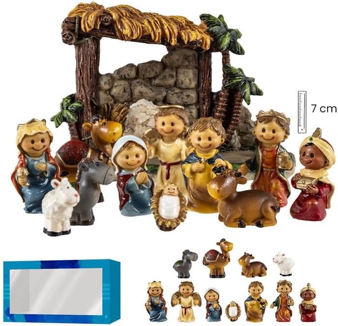 DRW Mysterium Geburt Belen 11 Teile Harz mit Portal 7 cm hoch