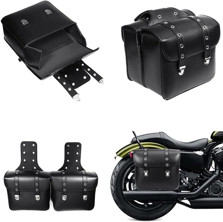 1 Paar Motorrad Seite Satteltaschen PU Leder Wasserdicht Rücksitz Satteltasche Reise Werkzeug Schwan