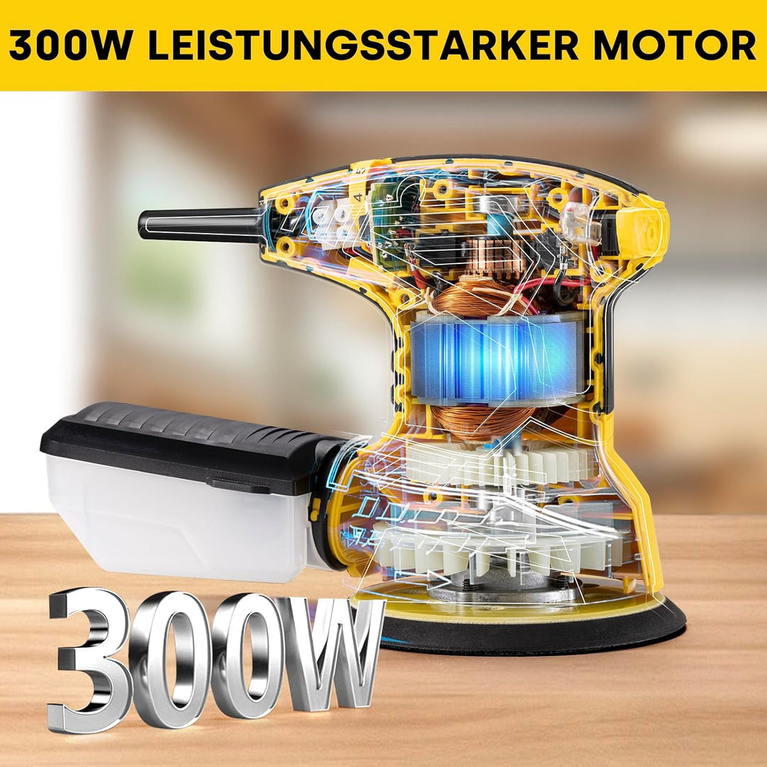 Enventor Exzenterschleifer 125mm, 300W Schleifmaschine 6000-13000 OPM, 6 Gänge, Multischleifer mit A