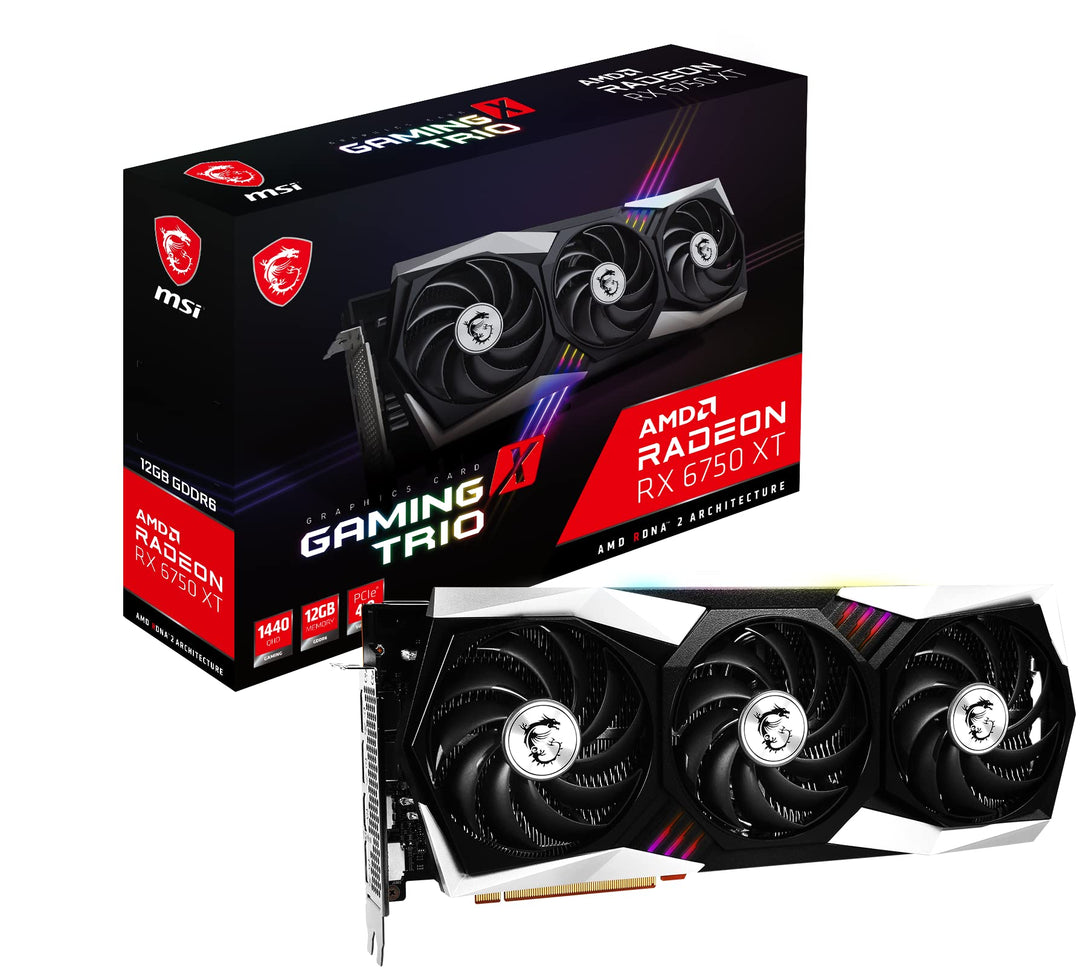 MSI Radeon RX 6750 XT GAMING X TRIO 12G Grafikkarte - AMD RX 6750 XT, GPU 2554/2623 MHz, 12000MB DDR