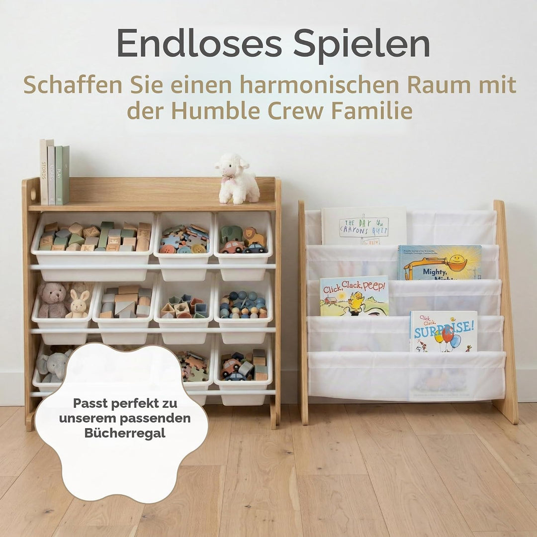 Humble Crew Kinderregal – Spielzeugregal mit 9 Aufbewahrungsboxen, Aufbewahrungsregal für Kinderzimm