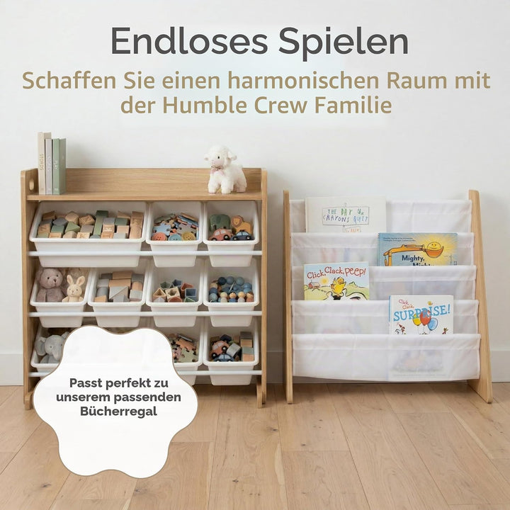 Humble Crew Kinderregal – Spielzeugregal mit 9 Aufbewahrungsboxen, Aufbewahrungsregal für Kinderzimm