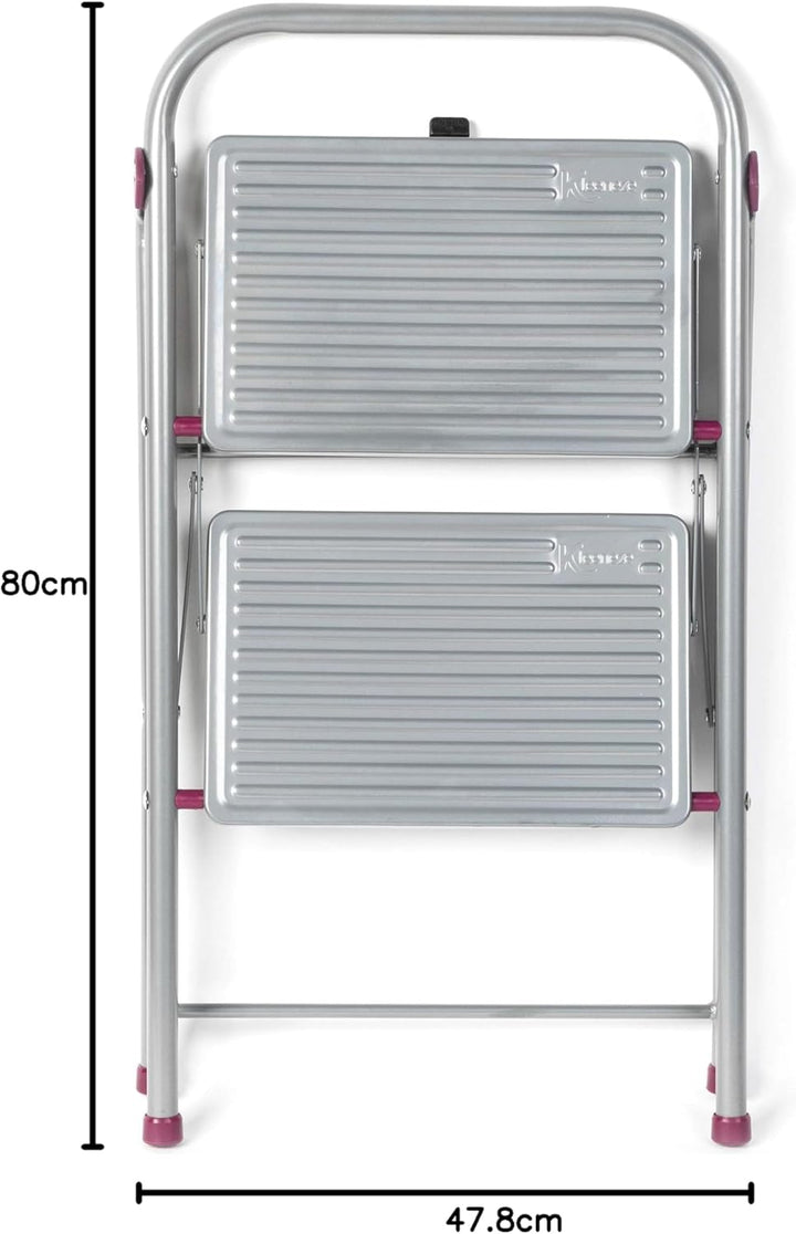 Kleeneze KL068491EU Zusammenklappbare 2-stufige Trittleiter - Leichte Klappbar DIY-Leiter mit Handla