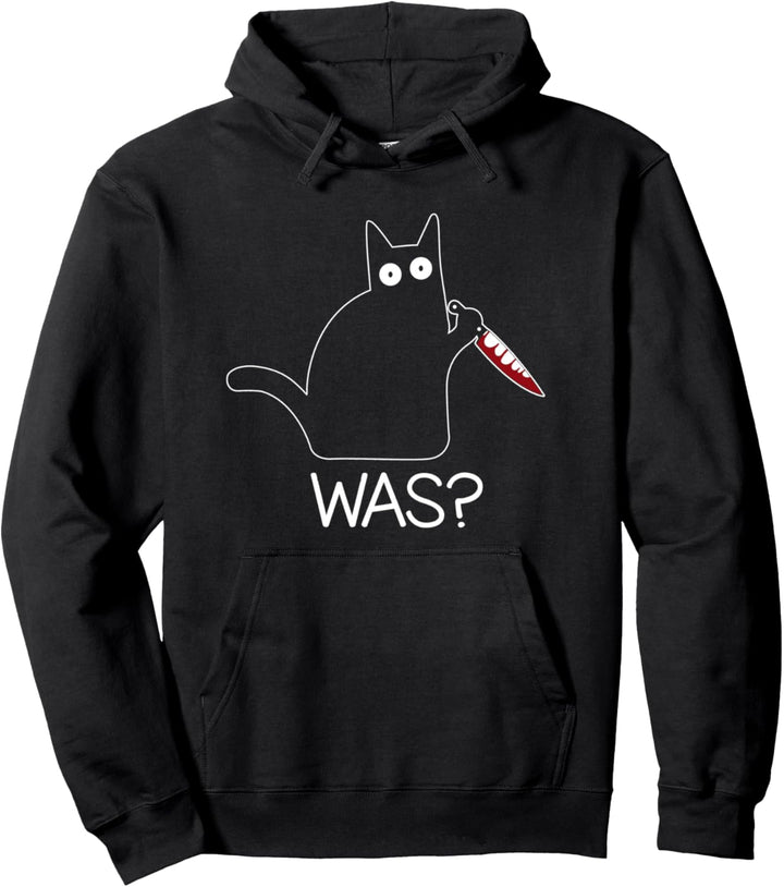Katze mit Messer - WAS? Geschenk Katzen Statement Pullover Hoodie