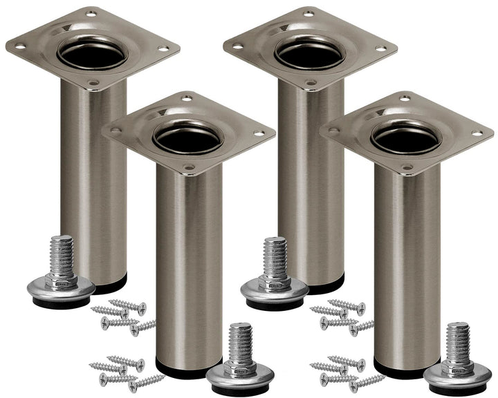 Stahlia Möbelfüsse verstellbar (4er Set) Edelstahl Gebürstet 18cm Höhe belastbar bis 50kg Sofafüsse