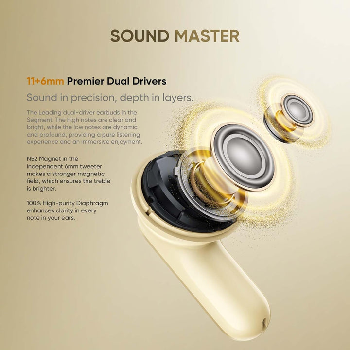 realme Buds Air8 In Ear kopfhörer Bluetooth mit 55dB ANC, 6-Mikrofon, AI-Übersetzer, Hi-Res, LHDC 5.