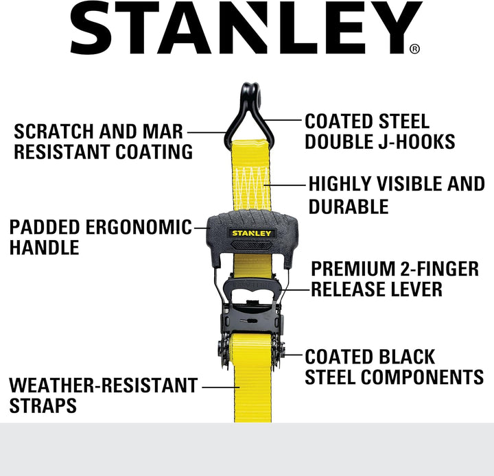 STANLEY S10074 Spanngurte mit Ratsche, 3,8 cm x 4,9 m, für schwere Ladungen (1.500 kg Bruchfestigkei