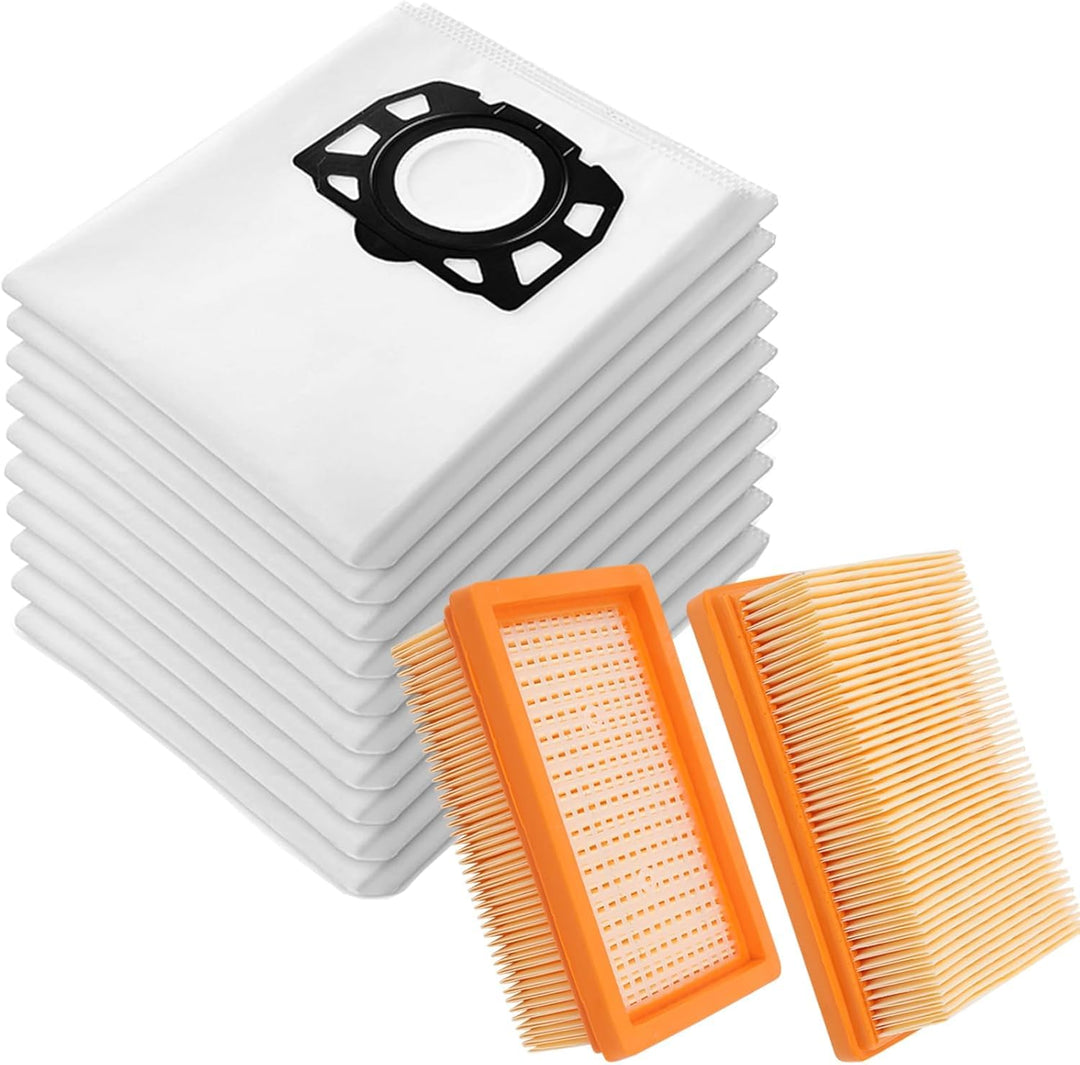 10 Staubsaugerbeutel + 2 Filter für Kärcher 2.863-006.0 KFI 487 WD4 WD5 WD6 WD5P WD6P Premium MV4 MV