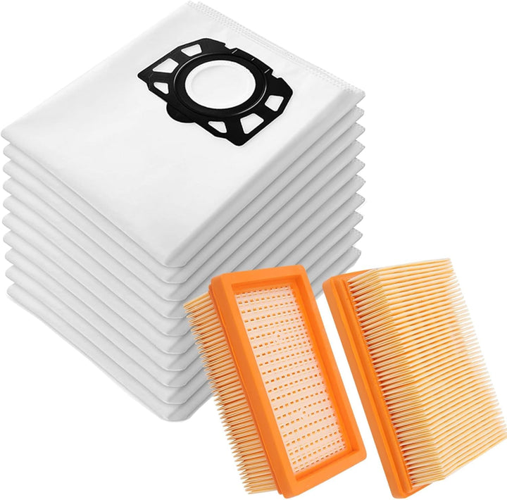 10 Staubsaugerbeutel + 2 Filter für Kärcher 2.863-006.0 KFI 487 WD4 WD5 WD6 WD5P WD6P Premium MV4 MV