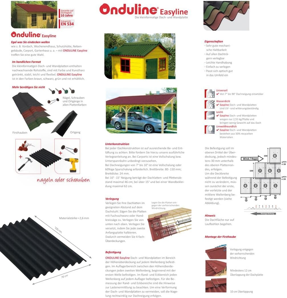Onduline Easyline Bitumenwellplatte, 1000mmx760mm Schwarz