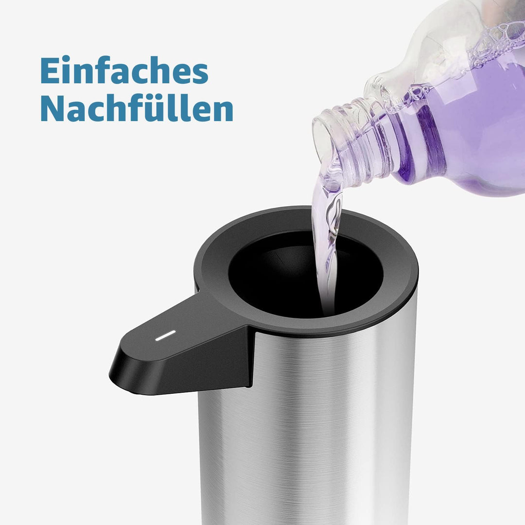 AIKE Seifenspender Automatisch Edelstahl mit Sensor Infrarot, 280ml Berührungsloser Automatischer Se