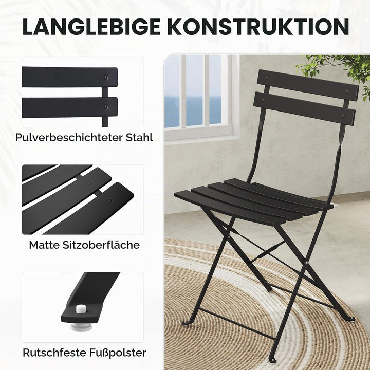 Grand patio Bistro Set 3 Stück, Gartenmöbel Set, Sitzgruppe 2 Stühle und 1 Tisch, Premium Stahl, Kla
