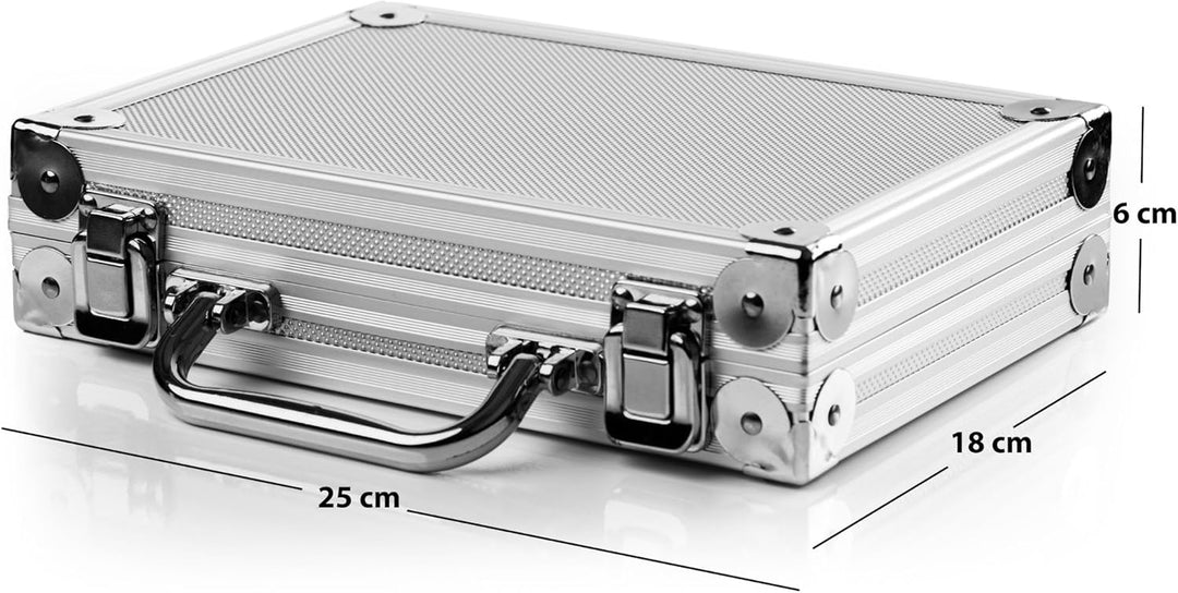 Karella Dartkoffer Alu PAK, grosses Profi Dartcase für 4 Satz Darts, Fächer für Zubehör, robust mit