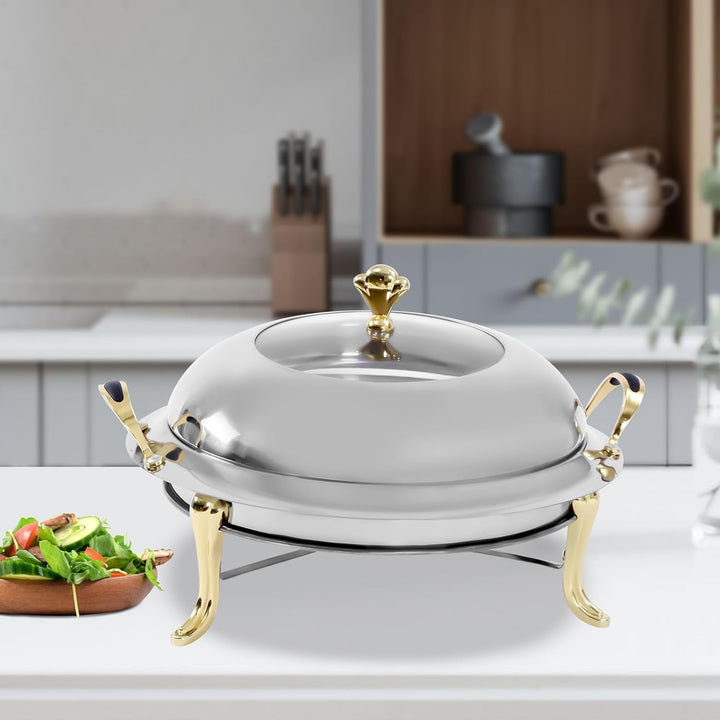 3 L Chafing Dish, Edelstahl Speisewärmer mit Deckel Kraftstoffhalter für Hotels Buffets Restaurants