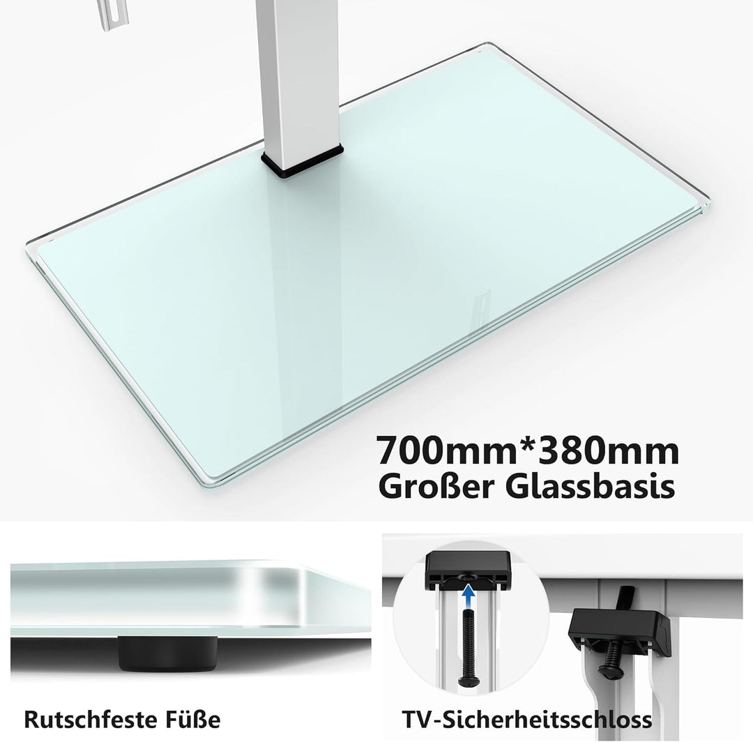 FITUEYES TV Standfuss Universal TV Ständer für 50-85 Zoll Flach &amp; Curved Fernseher bis zu 50kg Schwe