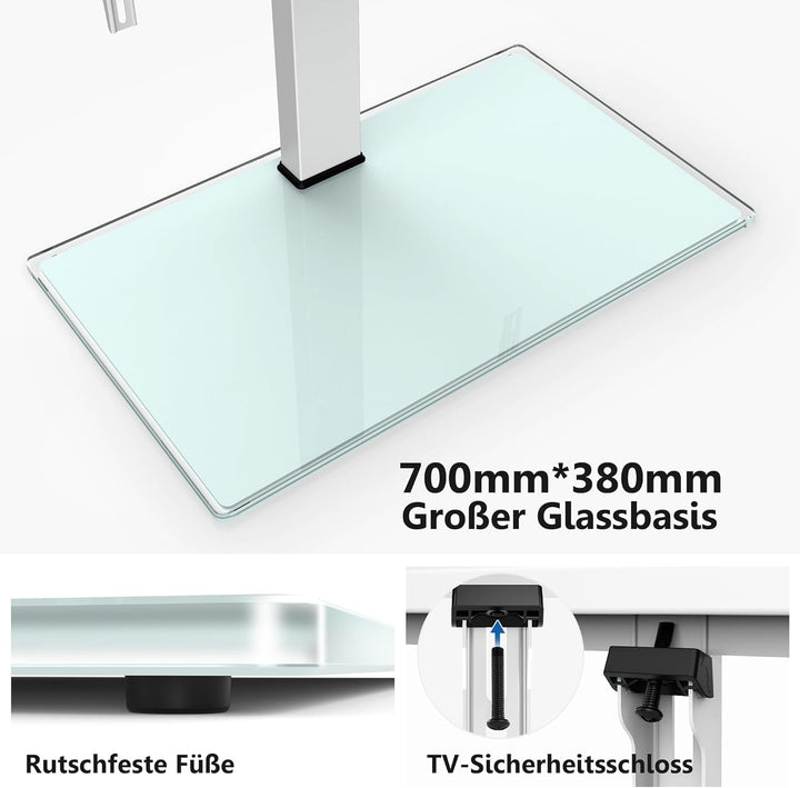 FITUEYES TV Standfuss Universal TV Ständer für 50-85 Zoll Flach &amp; Curved Fernseher bis zu 50kg Schwe