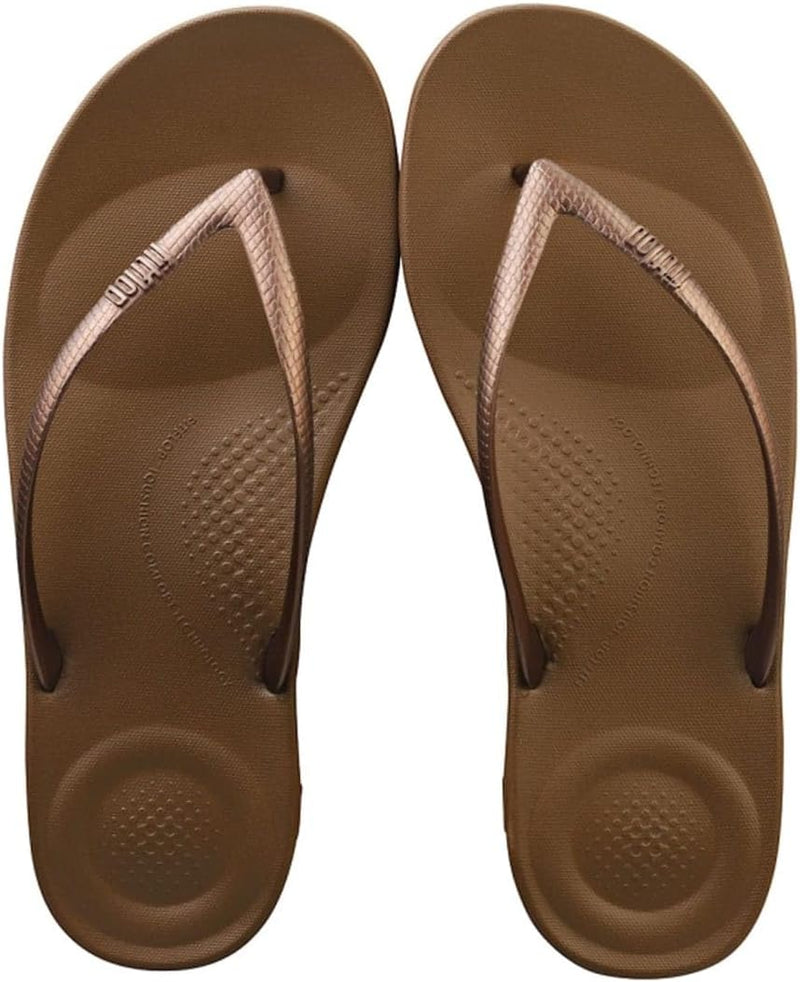 Fitflop Damen IQUSHION Ergonomische Zehentrenner Sandalen Flip Flops 36 EU Bronze, 36 EU Bronze