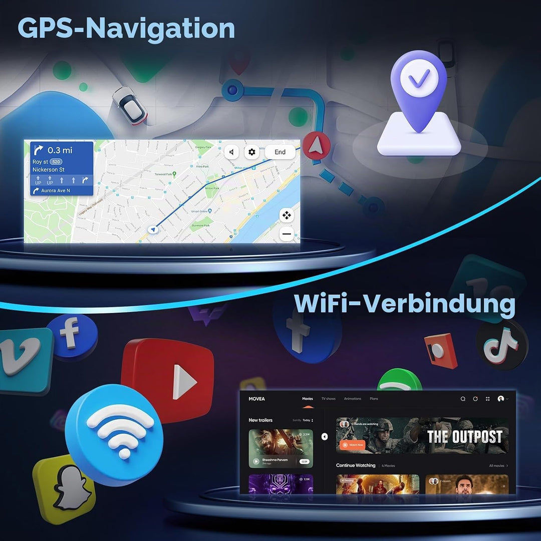 Inefala Android 15 Autoradio 1 Din mit drahtlosem CarPlay und Android Auto, 6,9 Zoll Auto Bildschirm