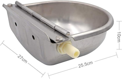 MUALROUS Automatische Tränkeschale Edelstahl Rindertränke mit 2 Stück 1" 2 Schwimmerventi Wasserträn