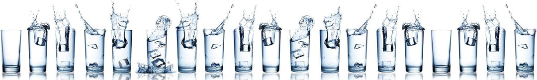 DIMEX Küchenrückwand Folie Selbstklebend WASSERSPRITZER IN GLÄSERN 420 x 60 cm | Klebefolie - Dekofo