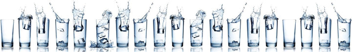 DIMEX Küchenrückwand Folie Selbstklebend WASSERSPRITZER IN GLÄSERN 420 x 60 cm | Klebefolie - Dekofo