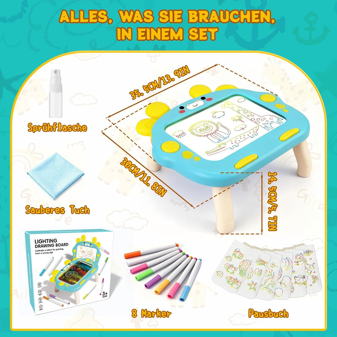 Leuchtendes Led Zeichenbrett für Kinder, Led Zeichenbrett mit 8 Farben Stift, 8 Beleuchtungsmodi, Ab