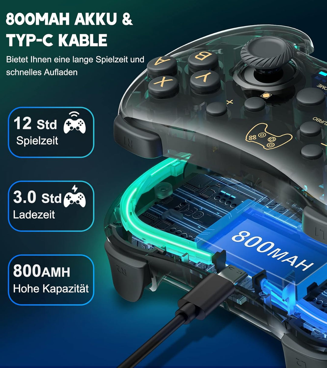 Wireless Switch Controller für Switch/Lite/OLED Konsole,Switch Controller mit Präzise Bewegungssteue