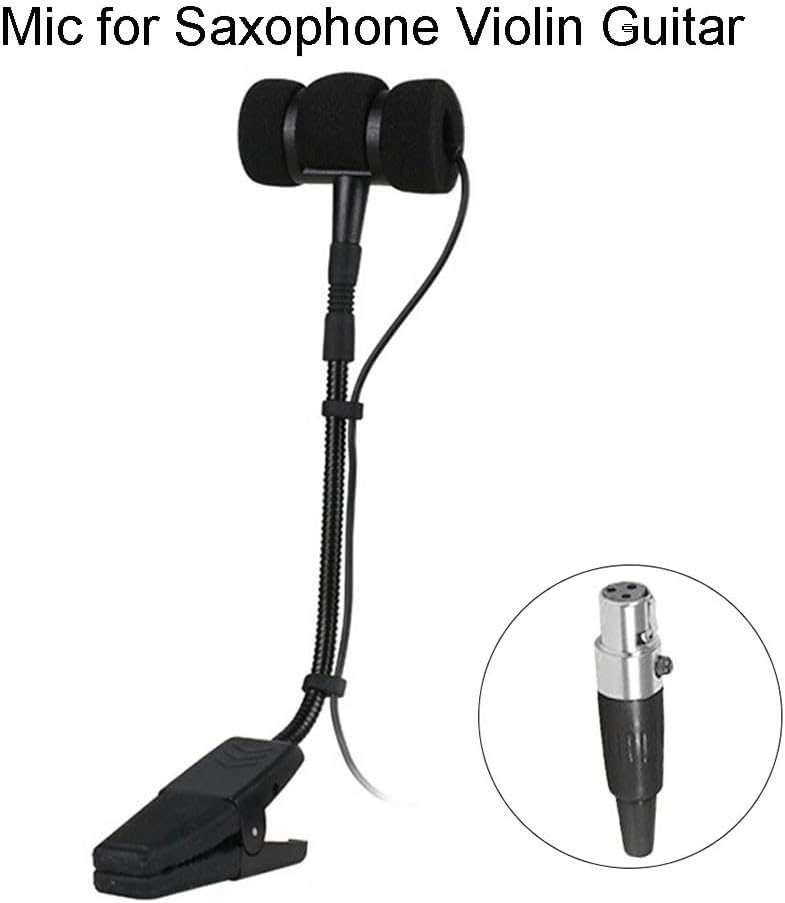 SPORTARC Sax Mikrofon, Tragbares 3 Pin 4 Pin Wired Sax Mikrofon Omnidirektional, Clip On Mikrofon fü
