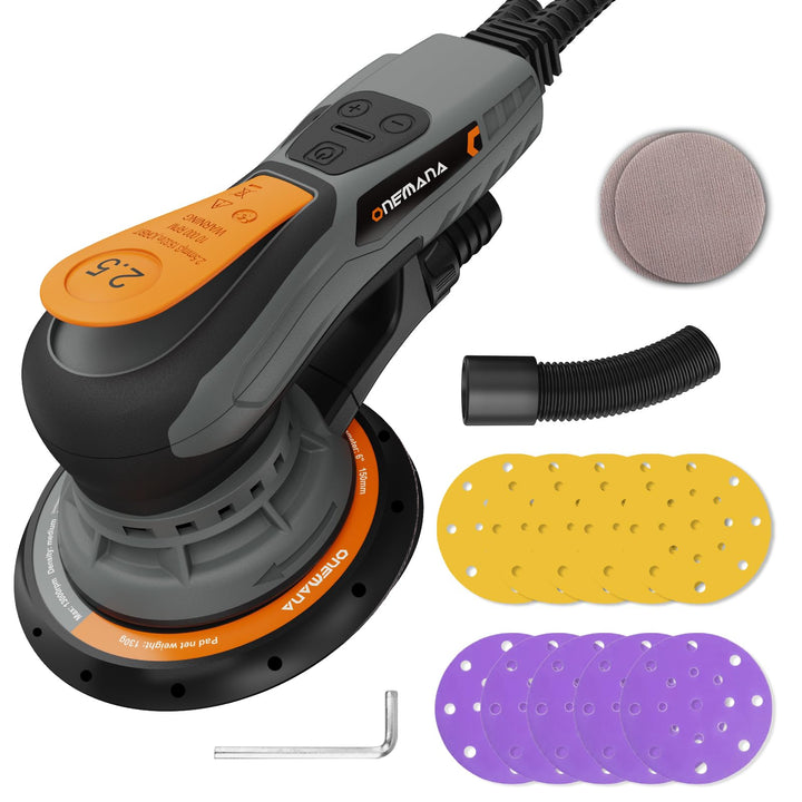 Exzenterschleifer 150 mm, Bürstenloser Exzenterschleifer mit 2,5 mm Exzenterhub, 350W Schleifmaschin