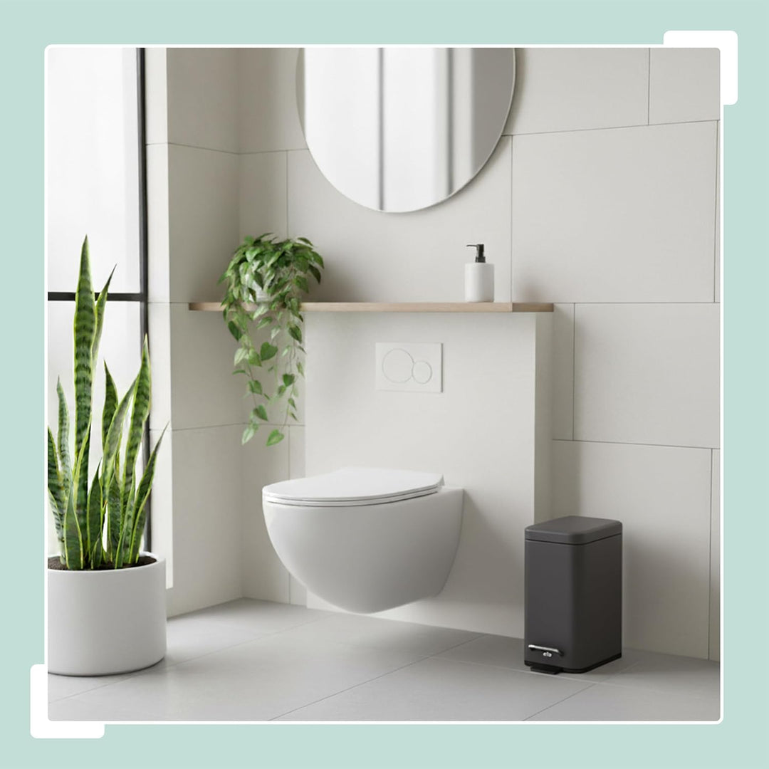 Relaxdays Mülleimer Bad, 5 l, Kosmetikeimer mit Soft-Close, Matte Optik, entnehmbarer Inneneimer, Tr