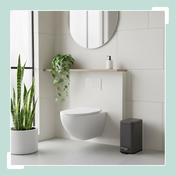 Relaxdays Mülleimer Bad, 5 l, Kosmetikeimer mit Soft-Close, Matte Optik, entnehmbarer Inneneimer, Tr