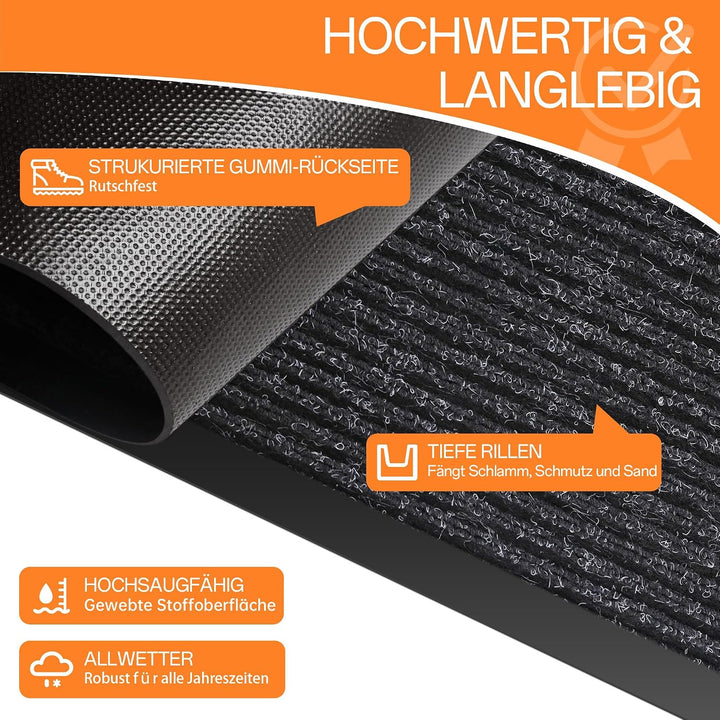 Fussmatte für Haustür innen und aussen | 90 x 120 cm Schmutzfangmatte für Eingangsbereich, super sau