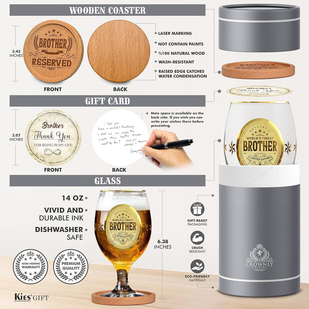CROWNLY CRYSTAL® Personalisierte Geschenke Biergläser Weihnachtsgeschenke für Männer Bruder Geschenk
