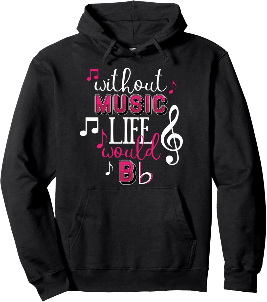 Ohne Musik wäre das Leben flach Lustiges Noten-Wortspiel Pullover Hoodie
