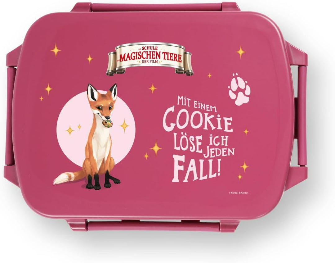 AWAVE Die Schule der Magischen Tiere Brotdose Kinder mit Fächern rPET Beerenrot Rabbat Snackbox 1 L