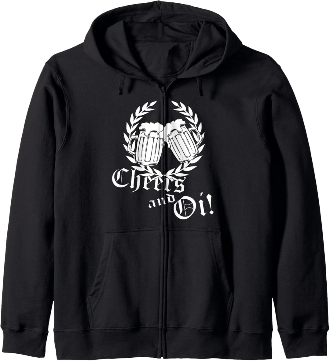 Cheers and Oi! Bier Lorbeerkranz Skins Hooligan Skinhead Kapuzenjacke