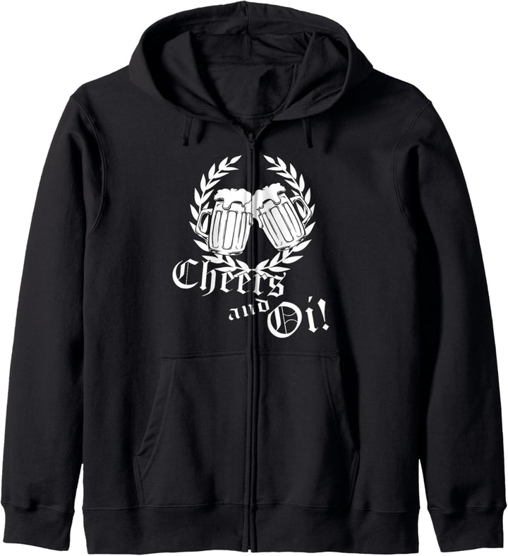 Cheers and Oi! Bier Lorbeerkranz Skins Hooligan Skinhead Kapuzenjacke