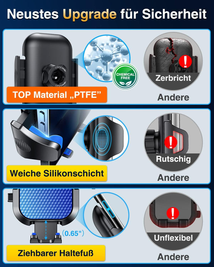VANMASS Handyhalterung Auto 2024 Upgrade Super Stabil 3 in 1 Saugnapf & Lüftung 100% Sicher Universa