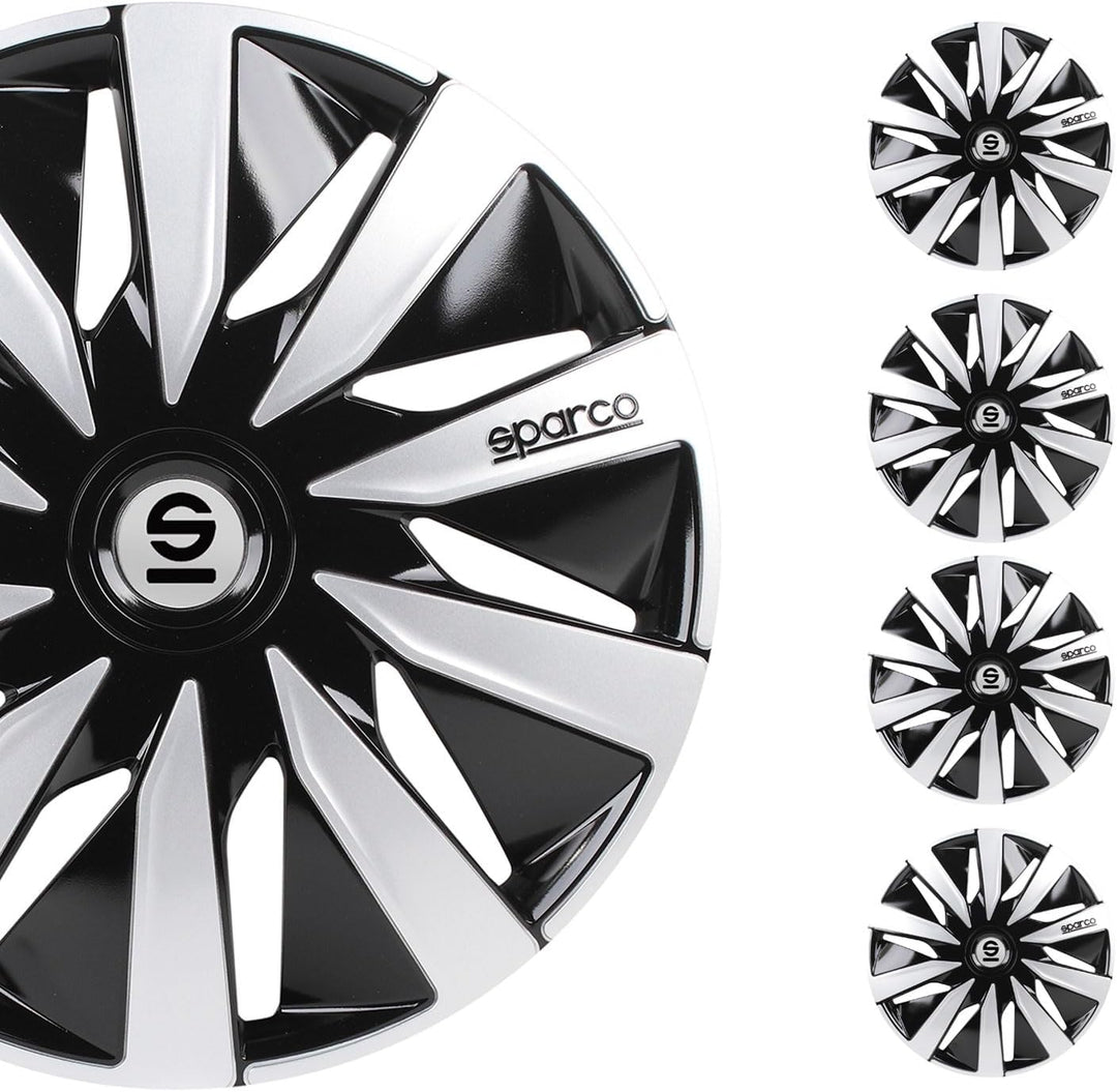 Satz SPC1691BKSV Sparco Lazio Radzierblenden Lazio 16-Zoll Schwarz/Silber 16" Schwarz/Silber, 16" Sc