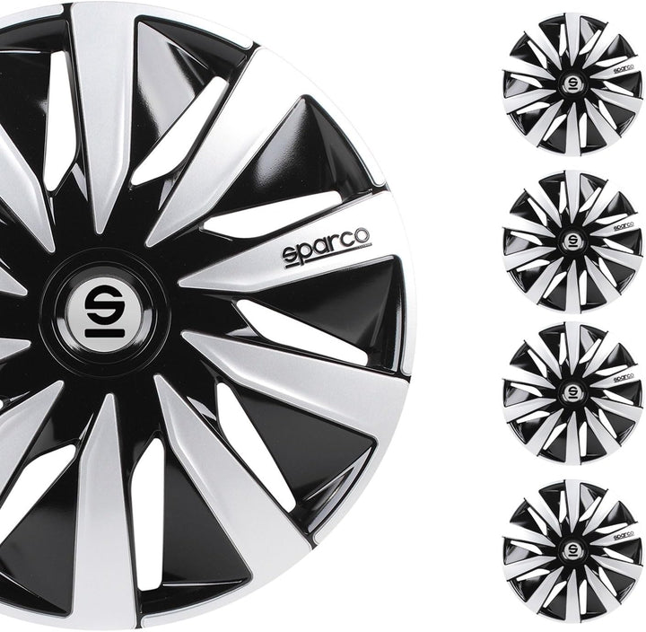 Satz SPC1691BKSV Sparco Lazio Radzierblenden Lazio 16-Zoll Schwarz/Silber 16" Schwarz/Silber, 16" Sc