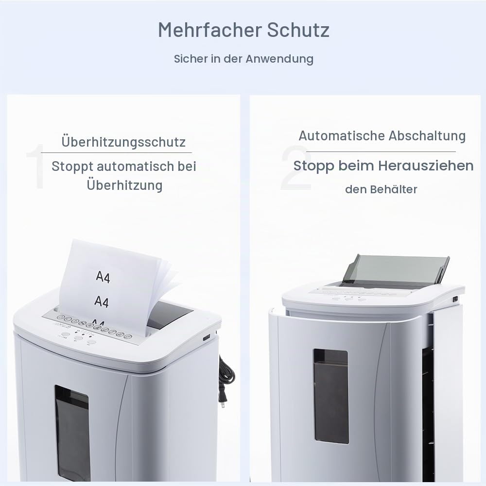 Schredder Aktenvernichter Automatischer Einzug：150 Blatt Dokumente Vernichten Kreditkarten Büroklamm