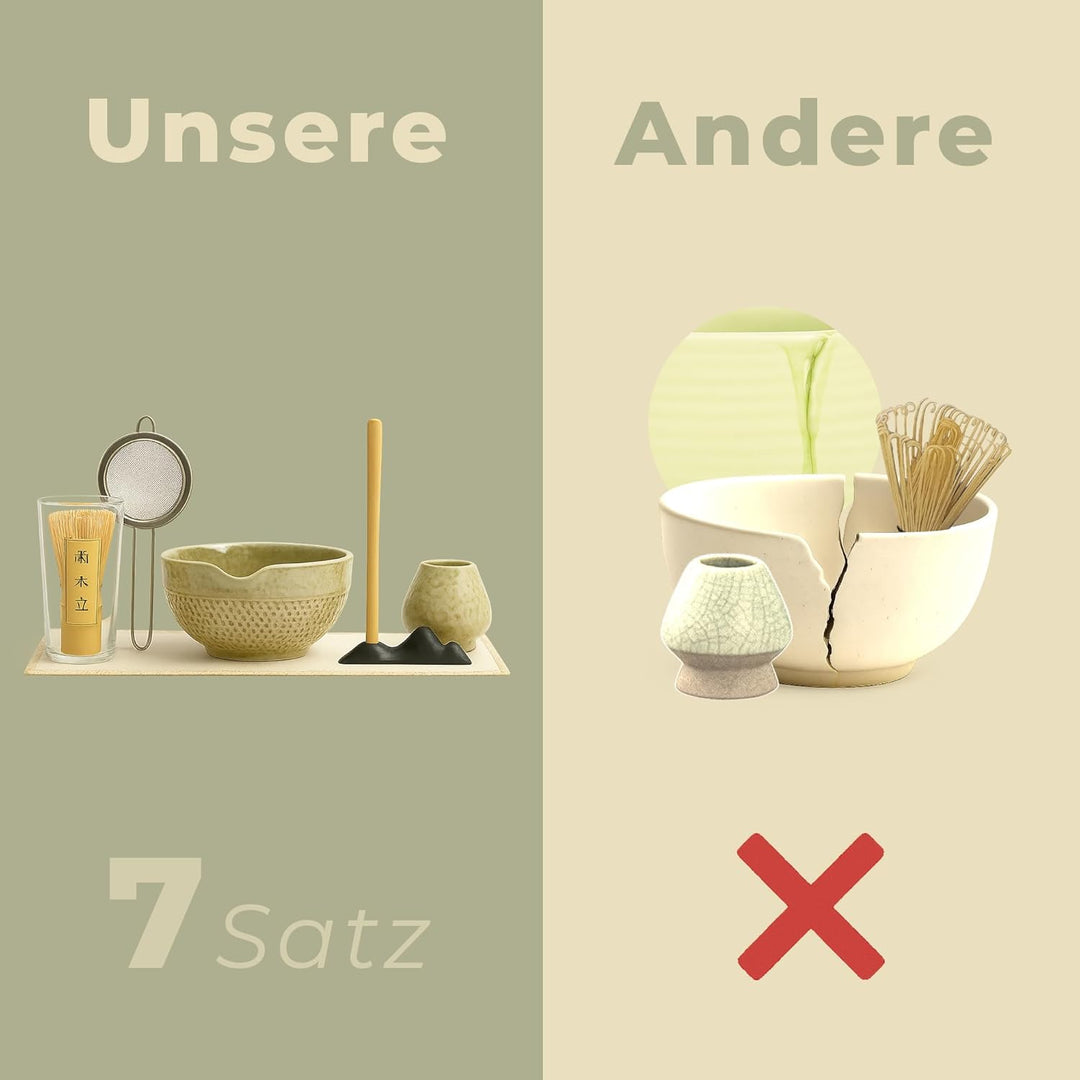 Matcha Set Premium Matcha Tee-Set, Matcha Set Tea (7-teilig) Keramik, Bambus Matcha Schneebesen, han
