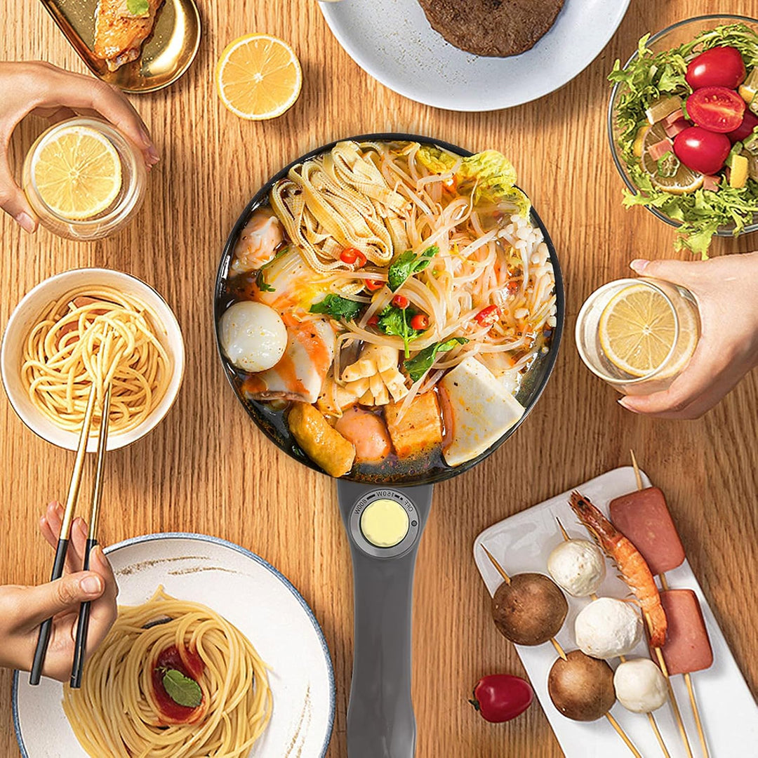 Audecook Elektrische Bratpfanne, Hot Pot Topf 20cm, Antihaft Mini elektropfanne mit Dampfgarer, Mult