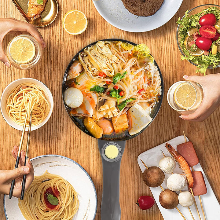 Audecook Elektrische Bratpfanne, Hot Pot Topf 20cm, Antihaft Mini elektropfanne mit Dampfgarer, Mult
