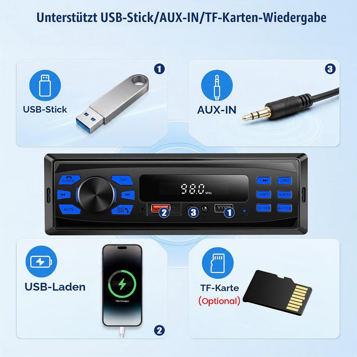 SIXTOP 1Din Autoradio Bluetooth Freisprecheinrichtung, 1Din