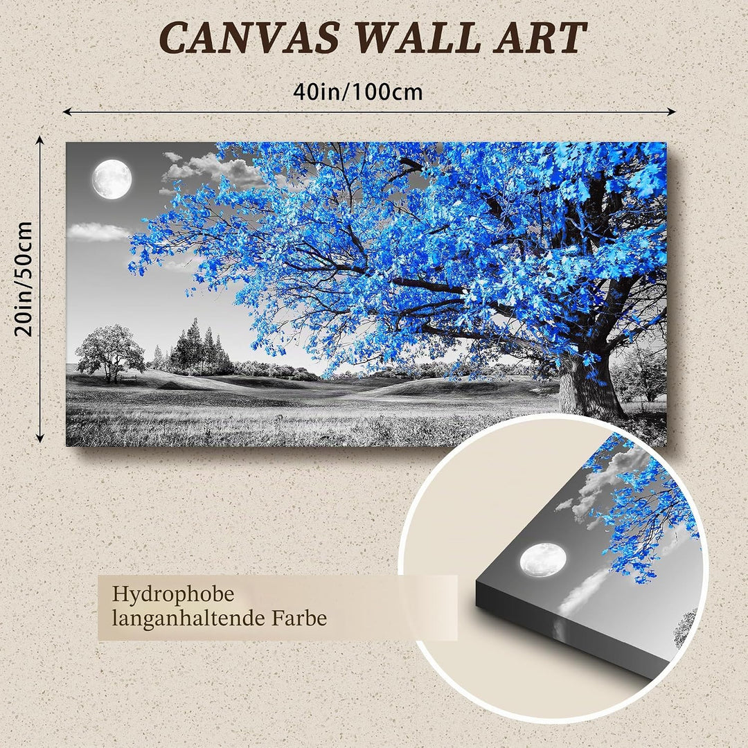 hyidecorart Bilder Baum Blaue, Natur Bäume Leinwand Bilder, 1 Teilig Wandbilder Wohnzimmer, Vintage