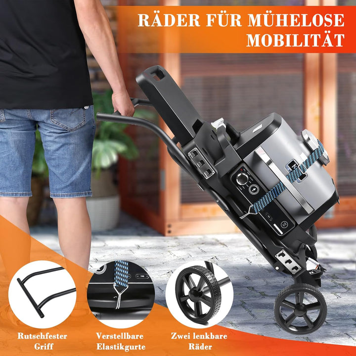Denmay Tragbarer Grillwagen für Ninja Woodfire OG700 Serie, faltbarer Outdoor Grillständer für Ninja